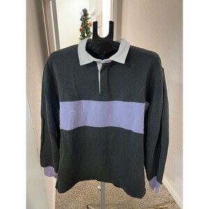 Jambys Hugby Rugby Long Sleeve Collared Shirt in Lavender & Gray Size Large